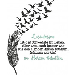 Stickdatei - Feder Vögel Spruch Loslassen